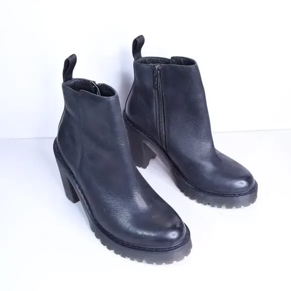 DR. MARTENS Magdalena Leather Heeled Ankle Boot Black Women's 8 - Picture 3 of 13